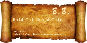 Balási Benjámin névjegykártya